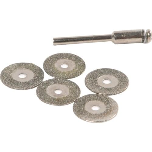 Hot 5 PCS 22mm Emery Diamond cutting blades Drill Bit+1 Mandrel for Dremel Set Dropship