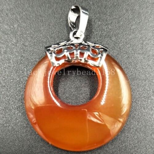 Free Shipping Beautiful jewelry 28mm Red Carnelian Round Women Men Pendant Bead PC5398