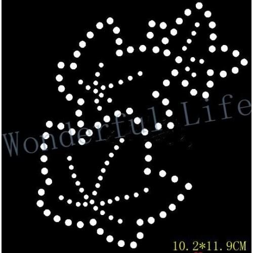 Free shipping three leaf hotfix rhinestones transfer design motif bling for clothing