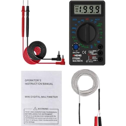 DT838 Digital Multimeter Tester AC/DC Voltage Voltmeter Current Resistance Temperature Measuring Meter Ammeter Test with