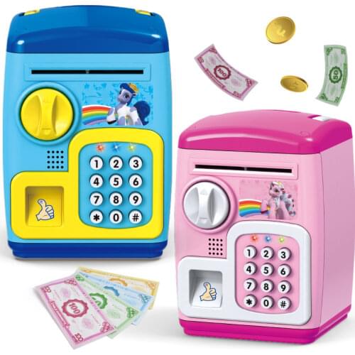 Electronic Piggy Bank ATM Password Money Box Cash Coins Saving ATM Bank Safe Box Auto Scroll Automatic Deposit Gift for Kids