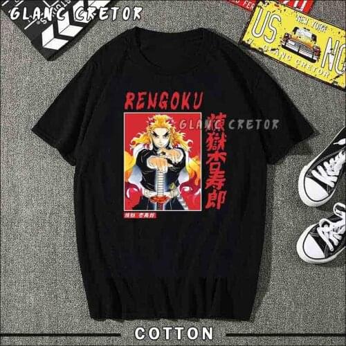 Harajuku Demon Slayer t shirt men Summer japanese anime funny print T Shirt boy short sleeve with Black color Fashion Top Tees