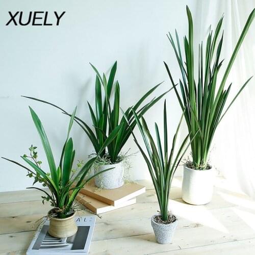 Artificial flower PU green planting orchid leaves Home living room floor vase decorative fake leaves Wedding DIY road decoration