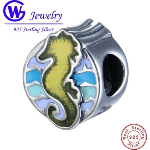 925 Sterling Silver Sea Horse Chams Ocean Collection Beads Style DIY Charms Fit Bracelet DiyJewelry GW Jewelry