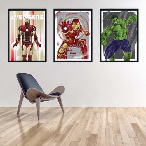 Canvas painting Marvel Avengers Superhero Print iron Man Captain America Thor Nursery Kids Room posters Home Decoration