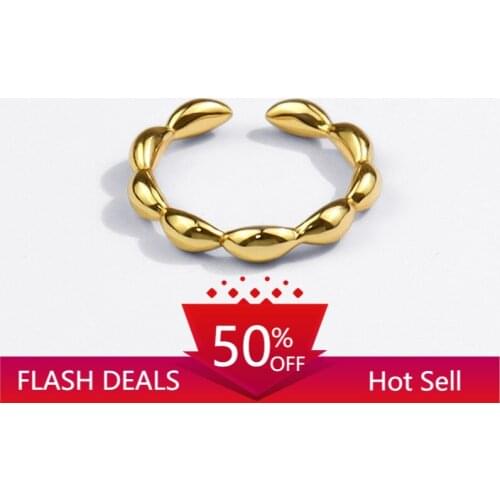 2021 New Style Ring Korean Drop-like Connect Ring Simple Unique Geometric Open Fashion Retro Jewelry Wholesale Couple Jewelry