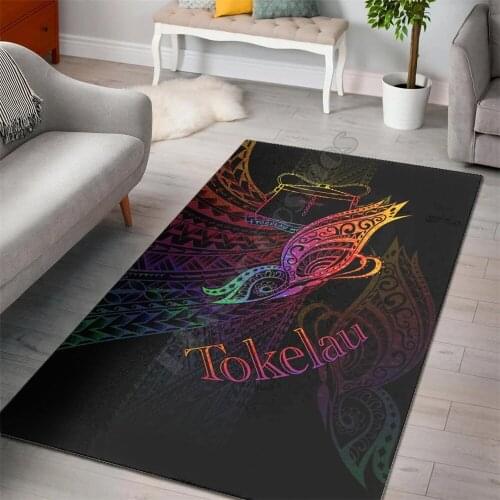 Tokelau Area Rug Butterfly Polynesian Style Carpet Mat for Living Room Doormat Flannel Print Bedroom Non-slip Floor Rug