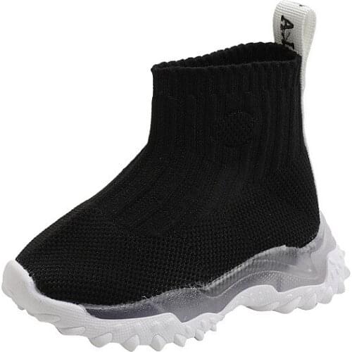 2021 Spring and Autumn New Sports Shoes Childrens Luminous Shoes Boys and Girls Flying Woven Surface Breathable Casual Sneakers