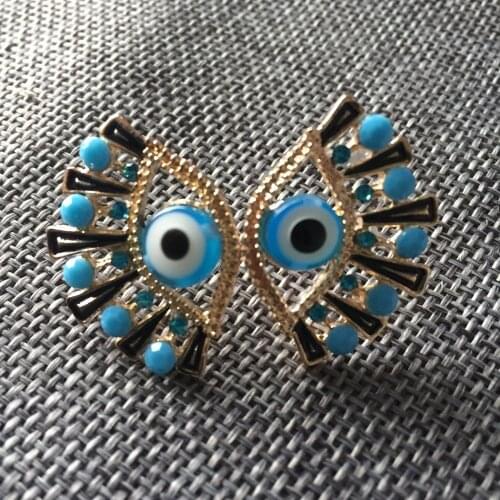 Trendy Ethnic Love Heart Shape Evil Eye Earrings For Women Vintage Statement Crystal Earring Jewelry Gift