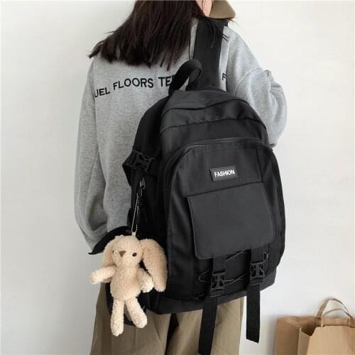 Fashion Women Backpack Summer Harajuku Style Solid Color School Bag For Girls Nylon Waterproof Large-capacity Travel Bags
