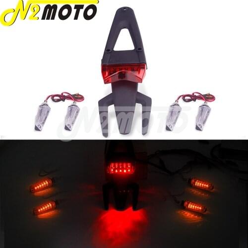 Motorcycle ABS Red Brake Stop Light Taillight For Off-road Dirt Bike Custom Rear Fender Tail Light Amber Turn Signal Light