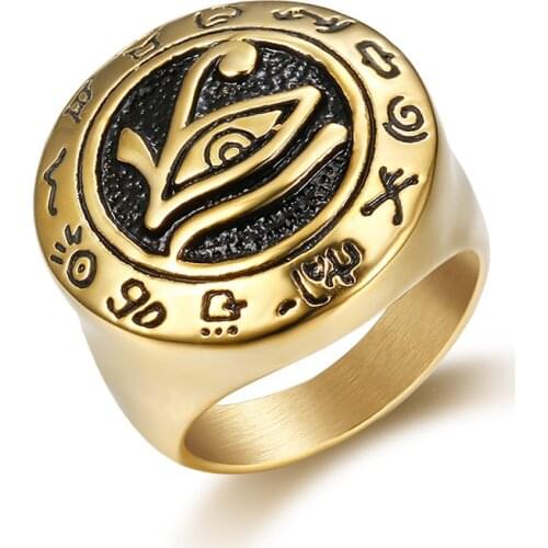 Men Vintage Engraved Eye Of Horus Amulet Ring