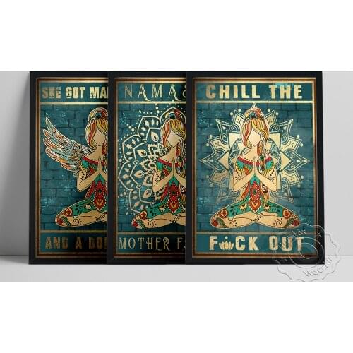 Yoga Wall Art, She Got Mad Kustle And A Dope Soul Poster, Vintage Namaste Meditation Relax Wall Decor, Positive Text Prints Art