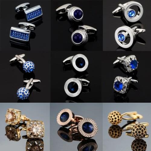 New 18 high-end mens shirt cufflinks fashion Austrian Crystal cufflinks French shirt brand crystal jewelry cufflinks
