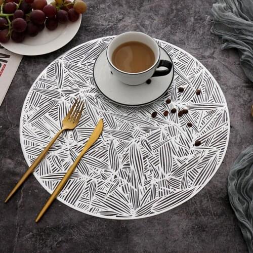 New Style Fashion Waterproof Round Bamboo Leaves Woven Placemat Dining Table Mat Kitchen Decoration for Home Kitchen Supplies