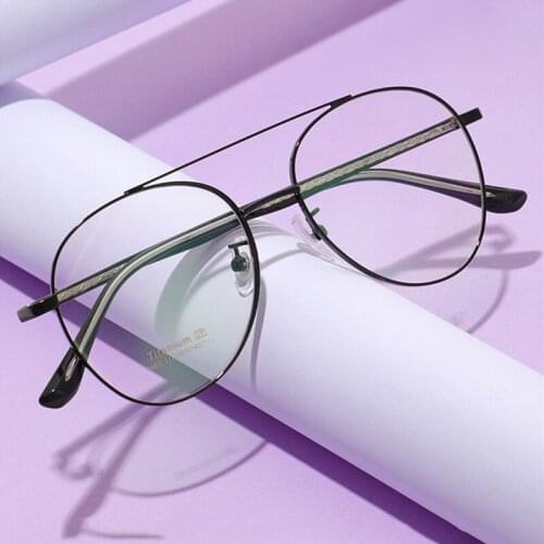 OEYEYEO New Metal Double Beam Wide-rim Eyeglasses Mens Fashion Retro Optical Frame Ladies To Simple Literary And Fresh Eyewears