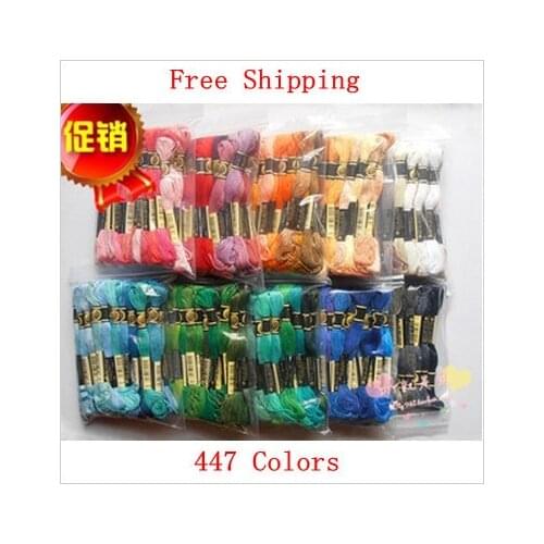 Wholesale cross stitch thread similar DMC thread floss skein cotton 1 lot=447 colours