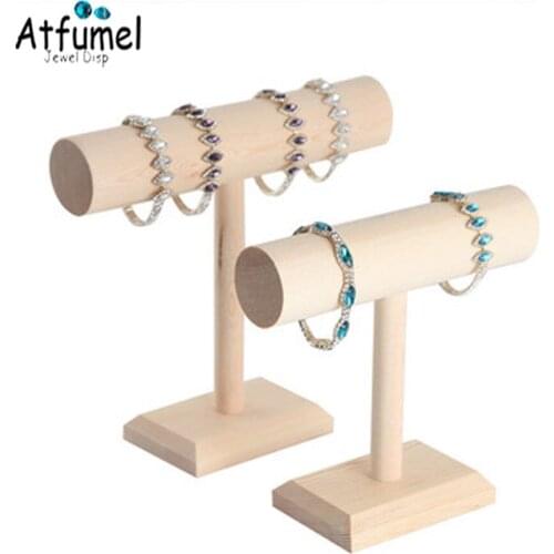 Nature Wood Bracelet Jewelry Organizer Rack Bangle Necklace Watch Display Stand Holder T-bar Headdress Jewelry Storage Stand