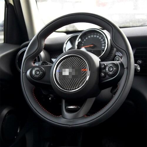 Carbon Fiber Interior Decoration Steering Wheel Logo Cover Trim Sticker for Mini Cooper F Series F55 F56 F60 Countryman Decals