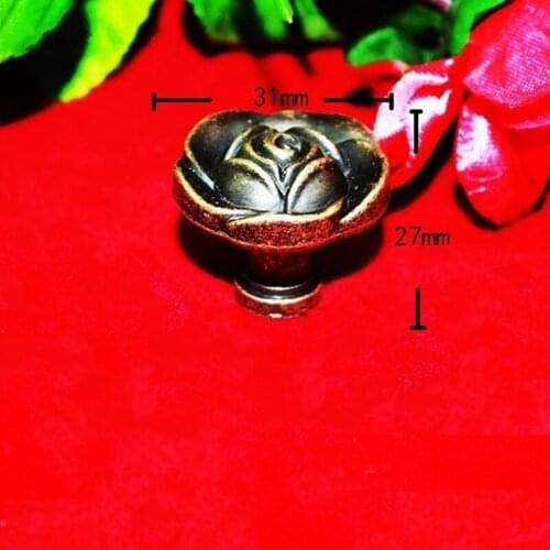 Bulk Antique Rose Flower Handle Cabinet Knobs Handles Jewelry Box Drawer Cupboard Alloy Pull Handles Vintage Furniture Fittings
