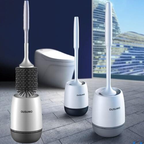 Silicone Toilet Brush Holder Quick Drain Cleaning Brush Tools Household Bathroom Quick Drying Holder Set