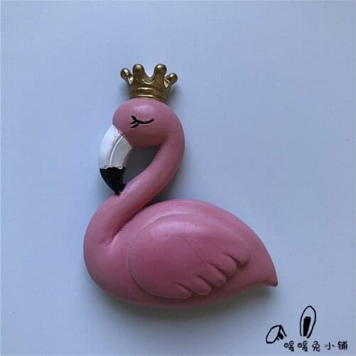 Cute cartoon wedding flamingo couple resin refrigerator magnet