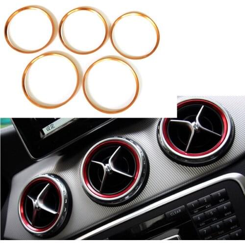 Yubao 5pcs Golden Car styling, Air Condition Air Vent Outlet Ring Cover Trim Decoration for Mercedes Benz A B Class W246 W176