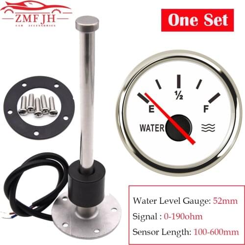 52mm Wate Gauges 0-190ohm Car Water Level Sensors Truck Water Level Sensors 100 250 300 350 450mm 9-32V DC Water Sending Unit