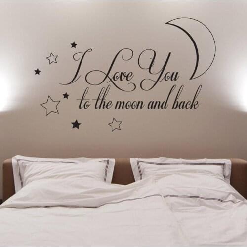 I Love You To The Moon And Back Vinyl Wall Decal Stickers Home Decor Bedroom Art Mural Wallpaper