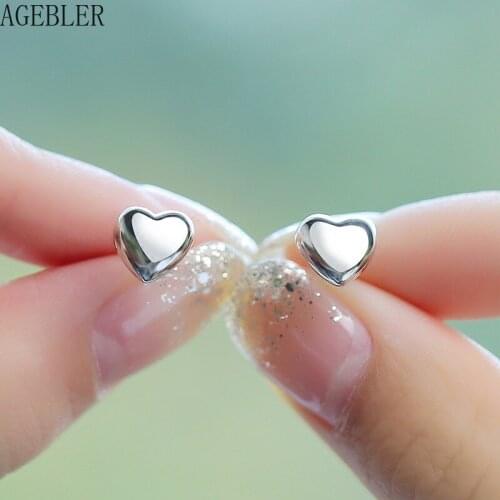 Cute Women Jewelry Sterling Silver Needle Love Heart Shape stud Earrings Simple Female Sweet Gift Wholesale