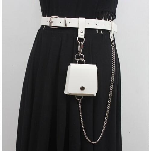 Womens runway fashion PU leather chain bag Cummerbunds female Dress coat Corsets Waistband Belts decoration belt R3570