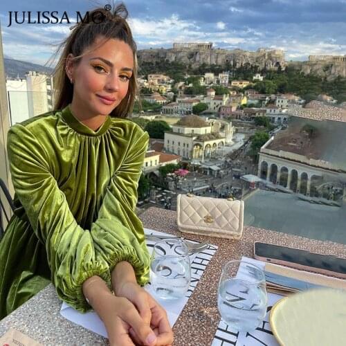 JULISSA MO 2021 New Long Sleeve Loose Wrinkled Mini Dresses Womens Autumn Sexy Backless Party Dress Robe Female Casual Clothing