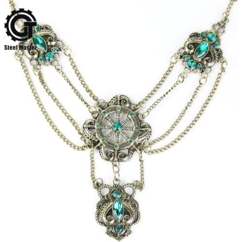 Steampunk Womens Pendant Necklace Gold Chains Anchor Necklace Accessory