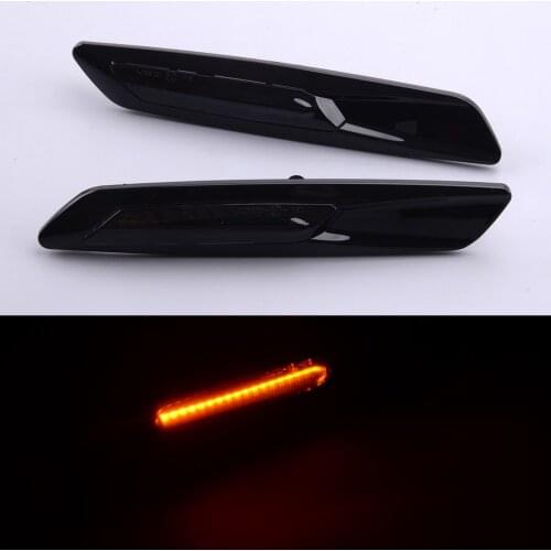 1 Pair Black Lens Dynamic LED Side Marker Fender Light Turn Signal Lamp Car 2 Pin 12V Fit for BMW 1 3 5 Series 2008 2009 2010