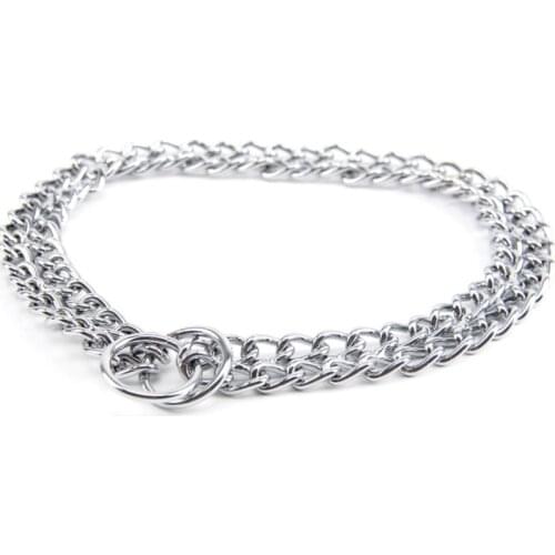 1 pcs Chrome Stainless Iron Dog Collar S M Size Traction Rope Lead Leash P Chains Adjustable Pet Collar Necklace for Large Dogs