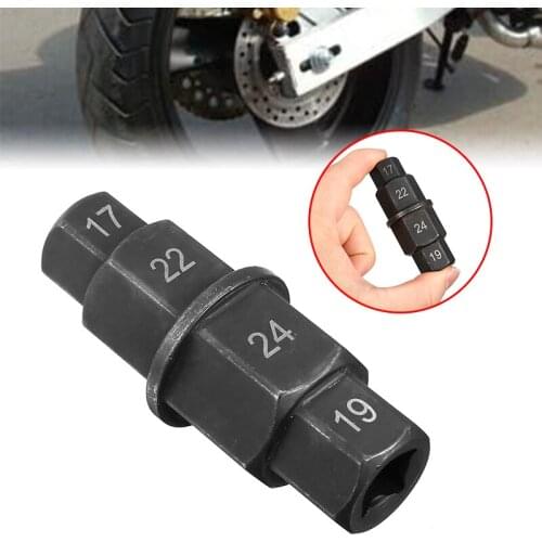 1pc 17 19 22 24mm Front Wheel Repair Wrench Mini Motorcycle Hub Axle Socket Adapter Bike Spindle Hand Driver Fix Tool