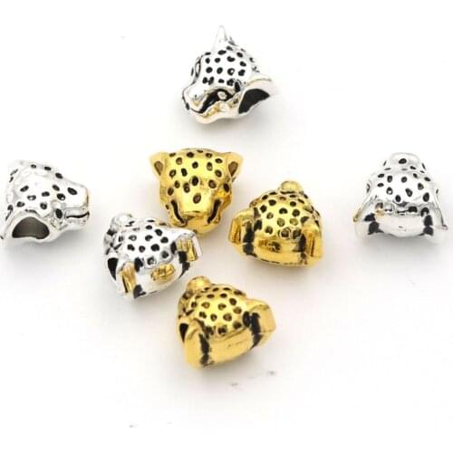 10pcs Antique Gold Color Loose Leopard Head Charm Metal Beads For Jewelry Making Needlework Necklace Bracelet Diy Accessories
