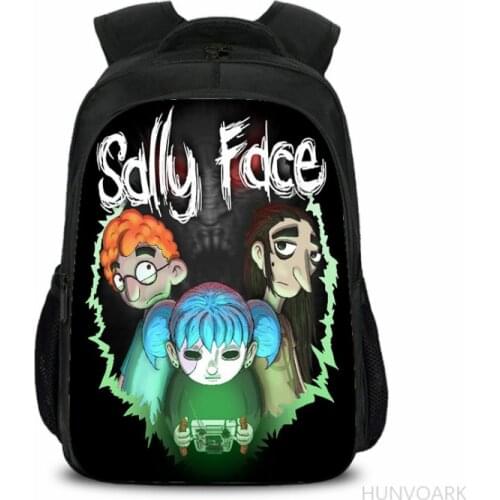16 inch Sally face Printing Satchel Laptop Rucksack Kids Boys Girls School Shoulder Bags Student Daily Travel Knapsack Mochila