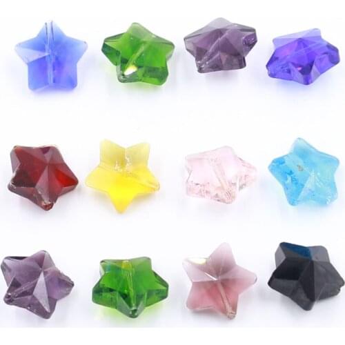 ZHUBI 20pcs/lot Crystal Penant Star Shape 14mm Glass Loose Beads With Vertical Hole For Charm Bracelets and Jewelry Accessories