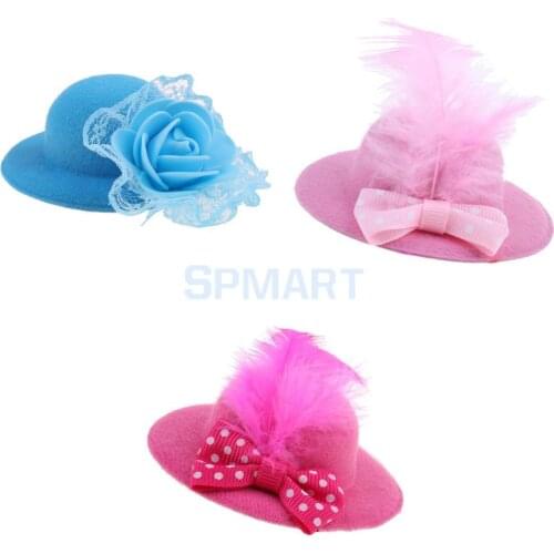 3Pcs Trendy Vintage Round Bowler Doll Hat Caps for 28-30cm Doll Headdressing Cotume Clothes Accessories