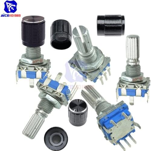 5PCS/Lot 360 Degree EC11 Rotary Encoder Code Switch Digital Potentiometer 7 Pins Shaft Dia. 6mm*20mm with Knob for Arduino