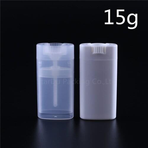 5Pcs/lot Lip balm containers about 15ml Plastic Bottles Empty DIY Oval Lip Balm Tubes Deodorant Clear White 15g Lipstick Tube