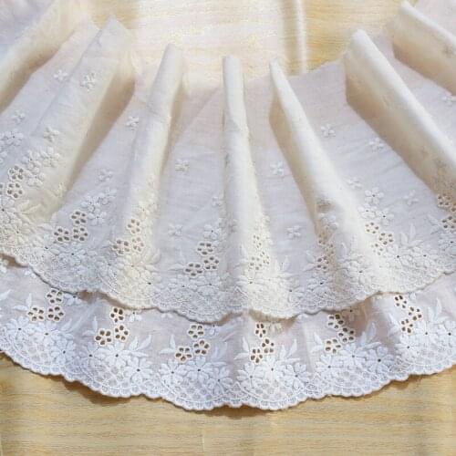 5Yard/Lot Hollow Flower Cotton Cloth Embroidered Lace Trim 16.5CM Clothes Dress DIY Cuffs Neckline Fabric Accessories