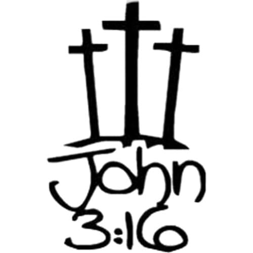 7.7CM*12.2CM 3 Crosses With John 3:16 Christian Jesus Car Stickers Car Styling And Accessories Black Sliver C8-1277