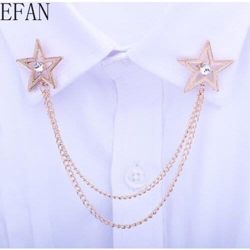 Brooch For Women Multiple Layers Chain Crown Star Brooches Shirt Collar Pins Brooches