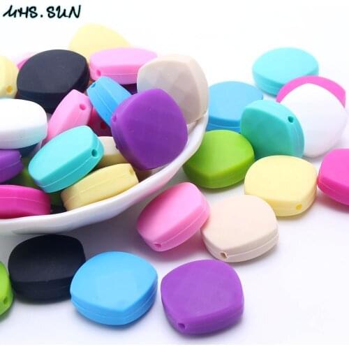 MHS.SUN Special square flat shape teething silicone beads colorful 100% food grade no BPA baby chewable for pacifier jewelry/toy