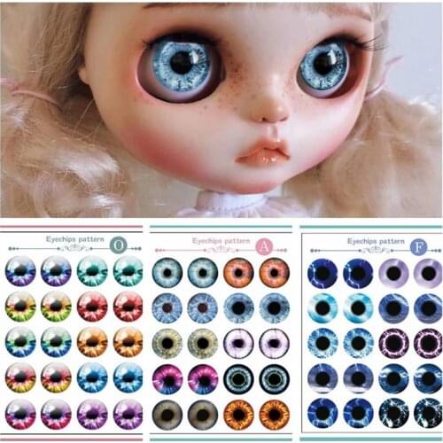 9pcs/set DIY Eyechips Pattern Blyth Doll Eye Chips Paper Pattern for 1:6 ICY Blyth Doll Accessories Pupil paster DIY TOOL
