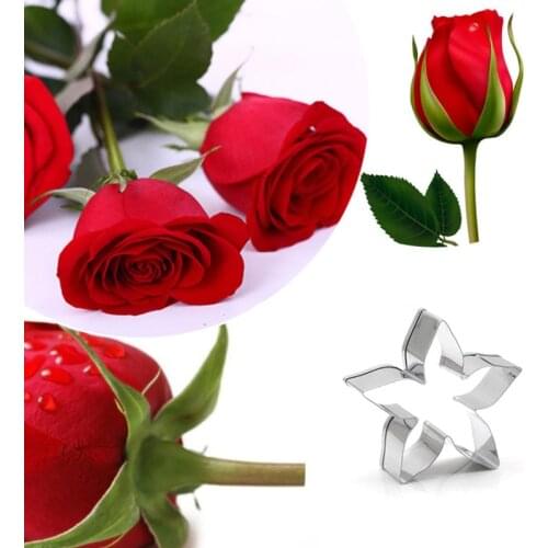 DIY Stainless Steel Flower Rose Calyx Cookie Cutter Mold Pastry Cake Decorating Tools Fondant Chocolate Sugarcraft Mould