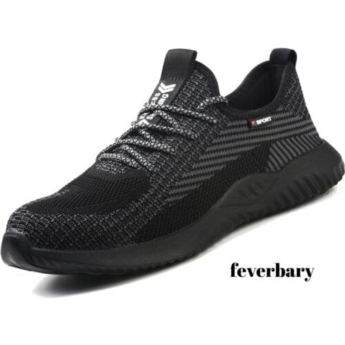 Feverbary Steel Toe Work Shoes for Men Puncture Proof Safety Shoes Man Light Industrial Casual Shoes Male