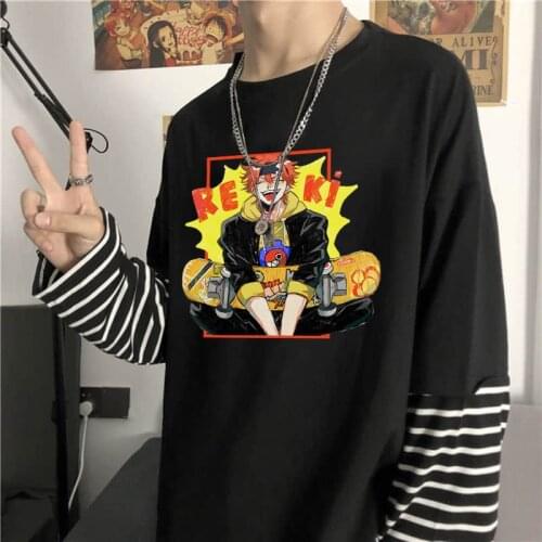 Animr Reki SK8 The Infinity Unisex T Shirts Tops Harajuku Manga Skateboard Game Boys Graphics Summer Long Sleeve Stripes T-Shirt